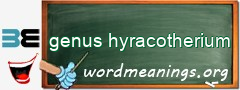 WordMeaning blackboard for genus hyracotherium